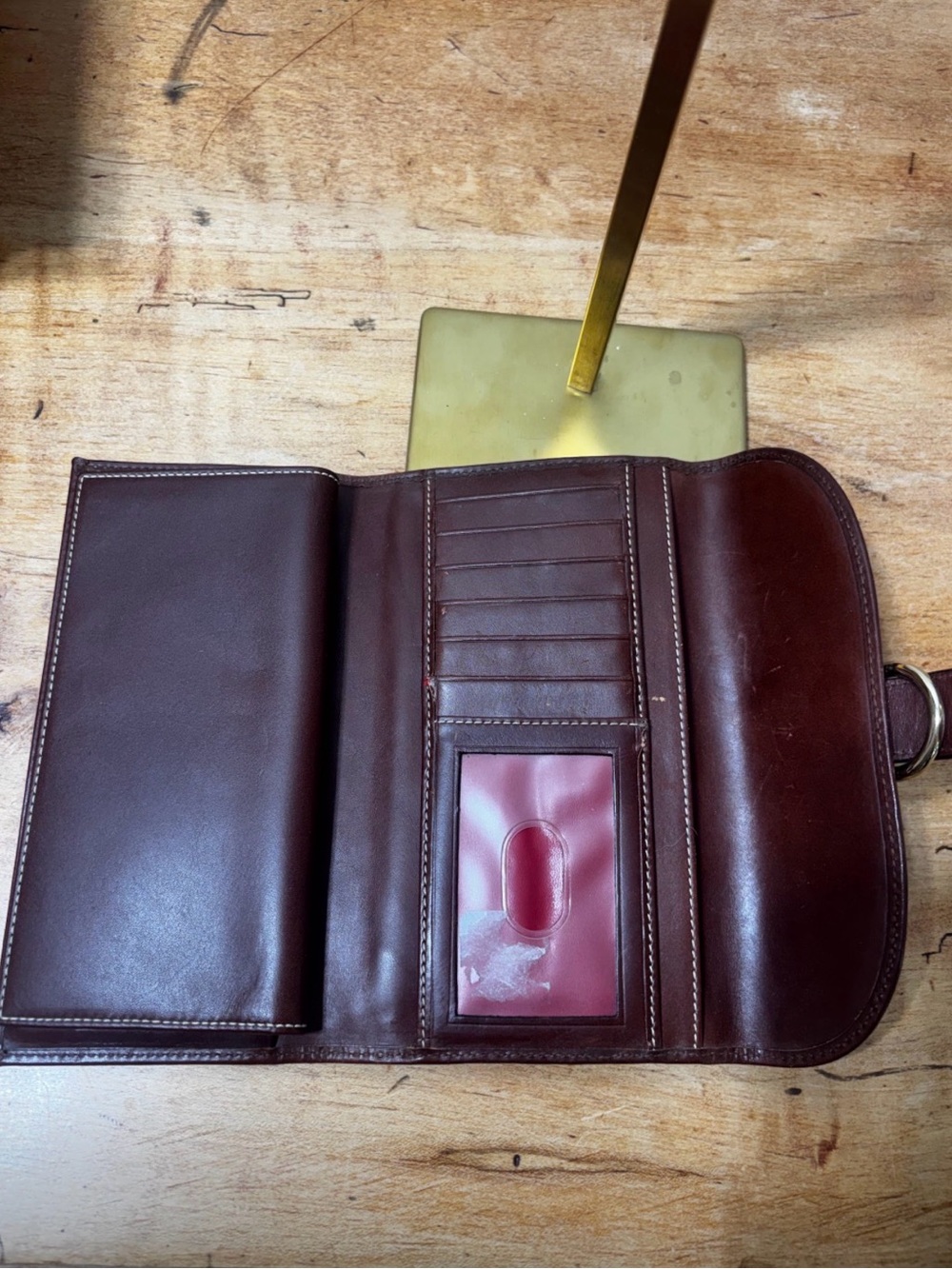 Dooney & Bourke Brown Signature Heart Print Continental Wallet with Brass Accent - Picture 4 of 8